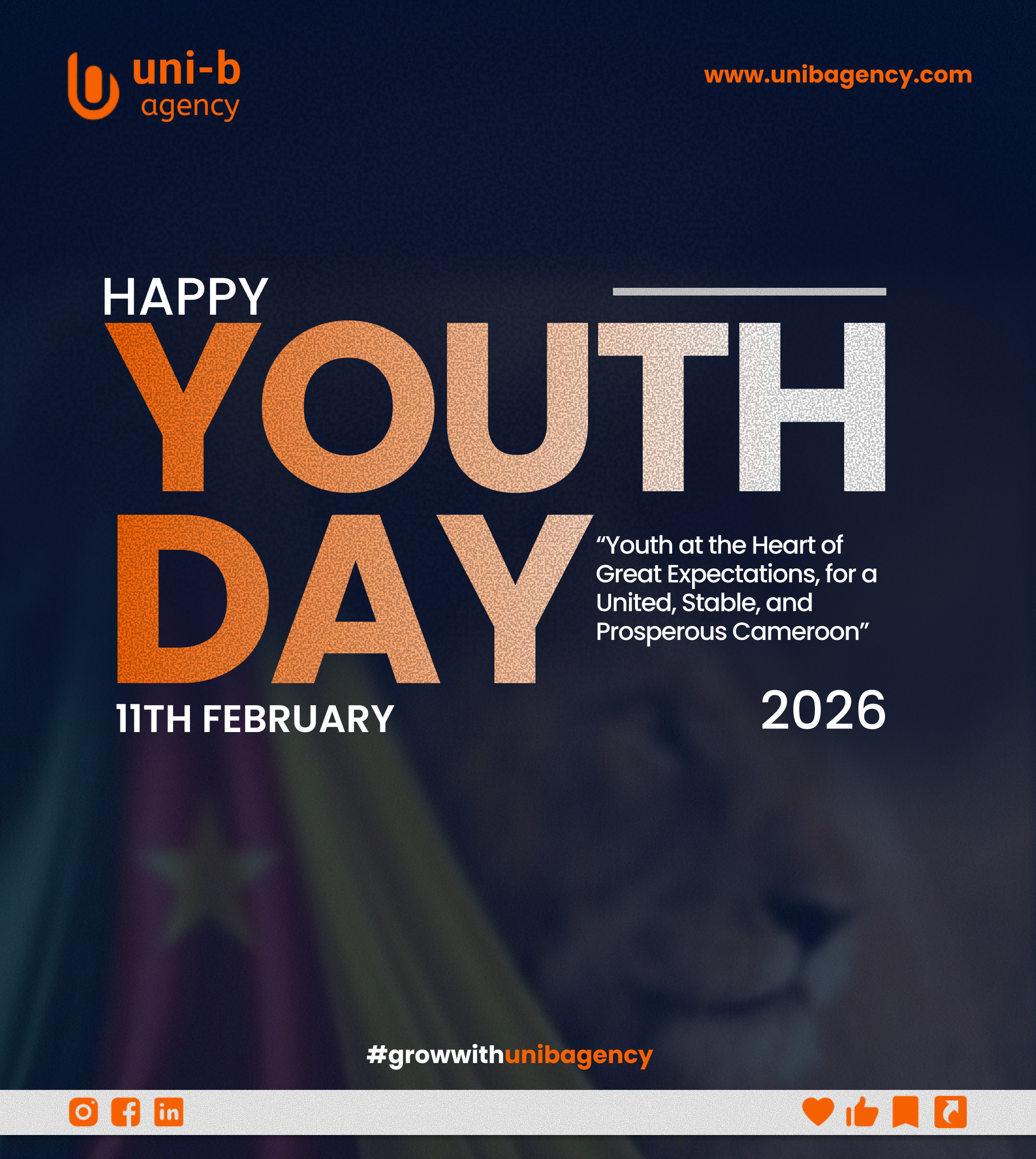 On Youth Day, Uni-B Agency honors the vision, creativity, and discipline of Cameroon’s youth. Through design, branding, and real-world internships, we’re investing in a generation that doesn’